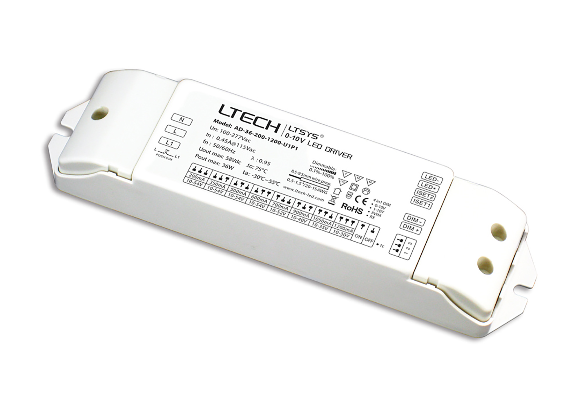 AD-36-200-1200-U1P1  PWM Push Dim 2-36W Current Dimmable Driver